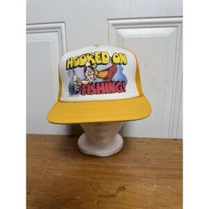 Hooked on Fishing Yellow and White Cap